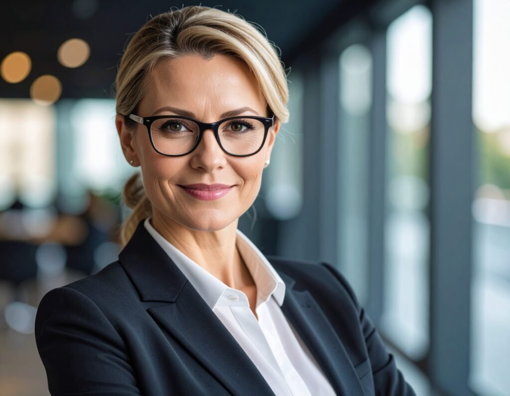 Professional headshot of a confident businesswoman
